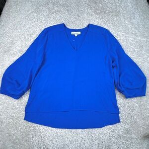 Amanda Uprichard V Neck Blouse Royal Blue NEW